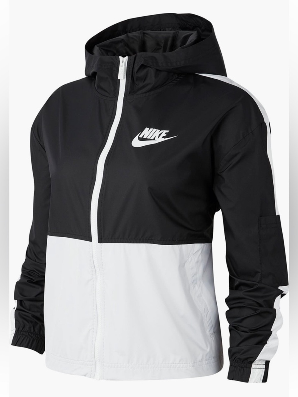 Nike Swoosh Black and White Colorblock Zip Windrunner Jacket XS
